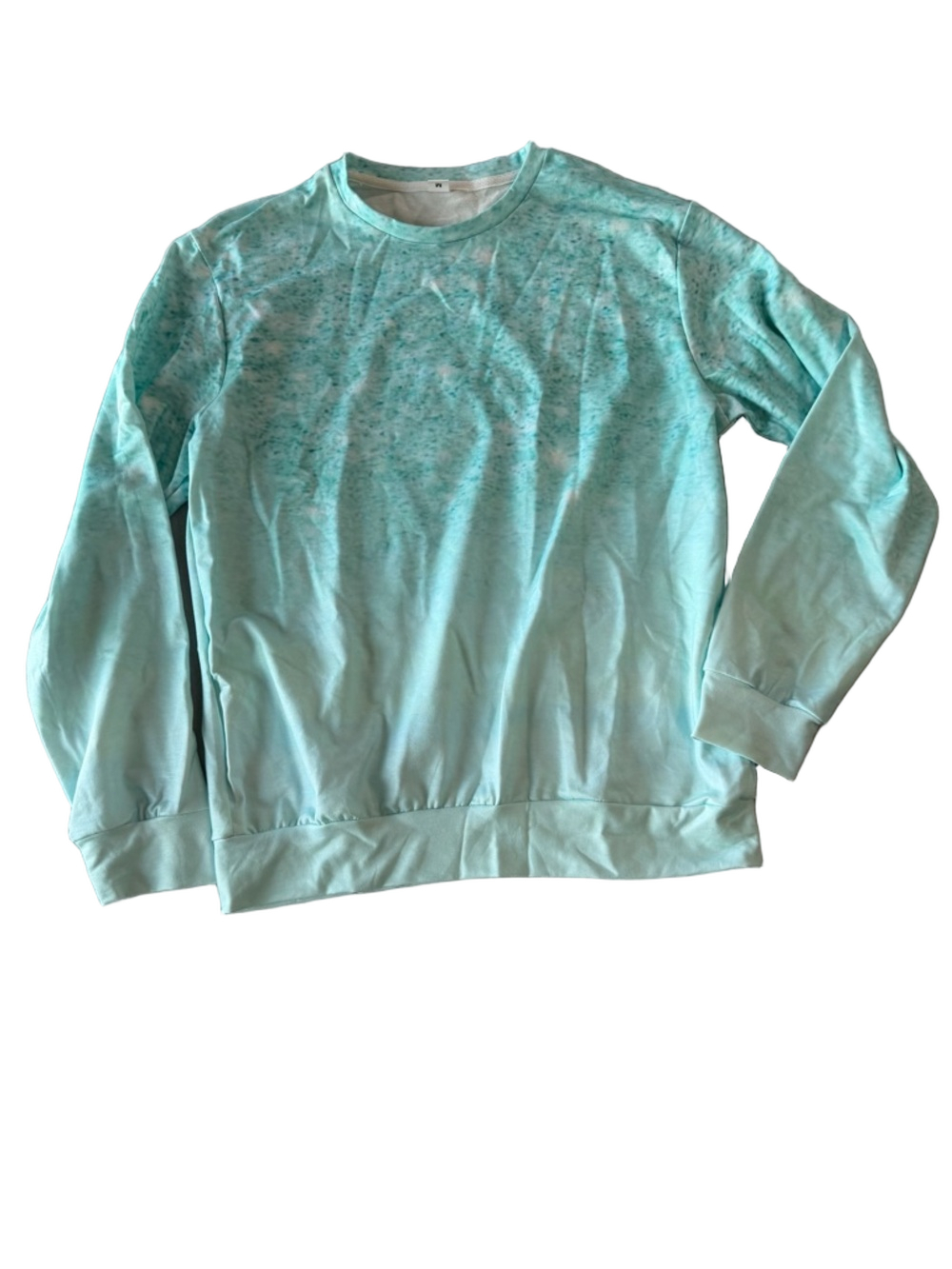 Women's Blue Green Ombre Style Long Sleeve Crew Neck Top Size Medium #260329